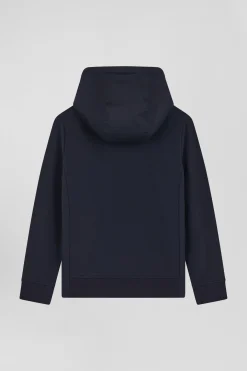 Regular navy blue padded zipped hoodie