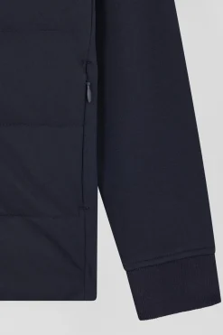 Regular navy blue padded zipped hoodie