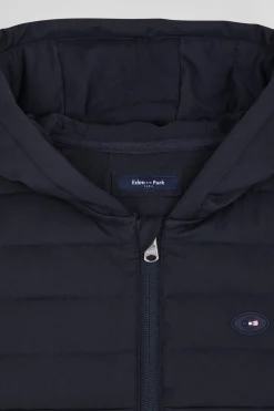 Regular navy blue padded zipped hoodie