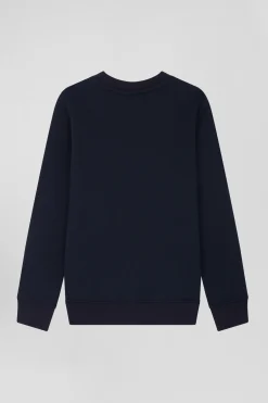 Regular navy blue round neck cotton sweatshirt