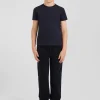 Regular navy blue short-sleeved cotton T-shirt with XV de France embroidery