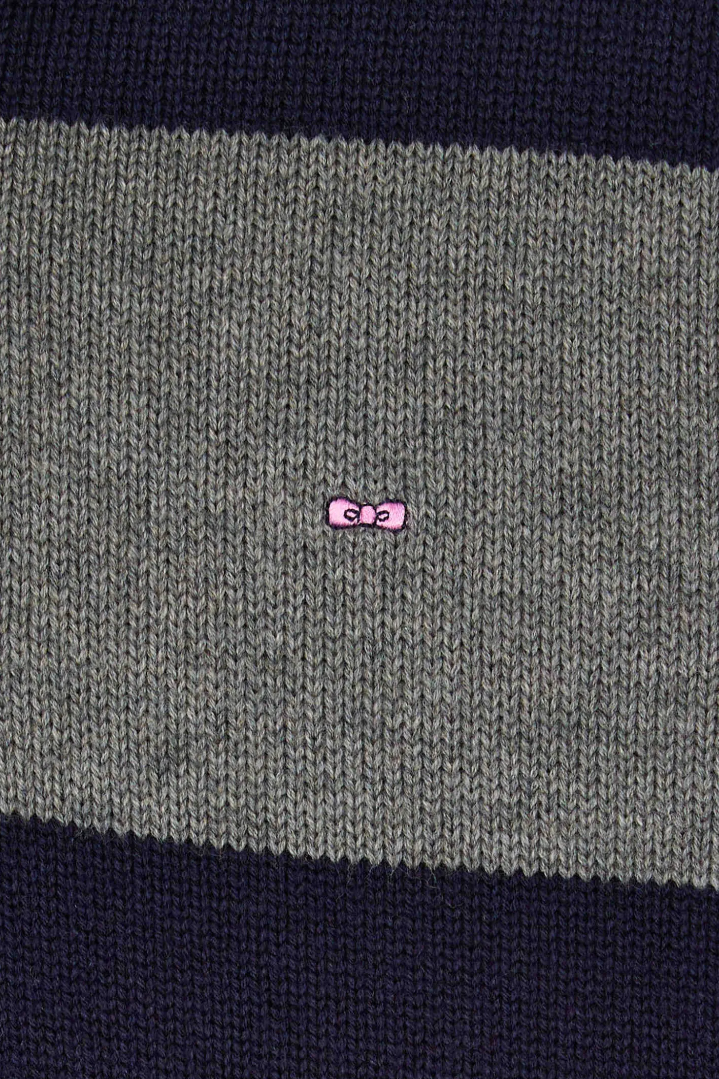 Regular navy blue striped wool and cotton jumper with rugby shirt collar