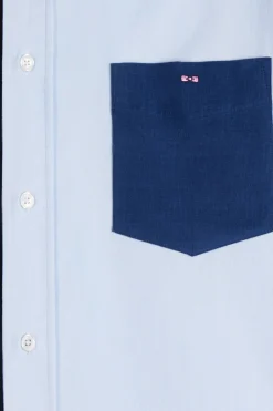 Regular navy blue tricolour cotton shirt