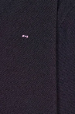 Regular navy blue wool dress with rugby shirt collar