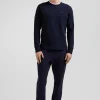 Regular navy blue XV de France long-sleeved cotton T-shirt
