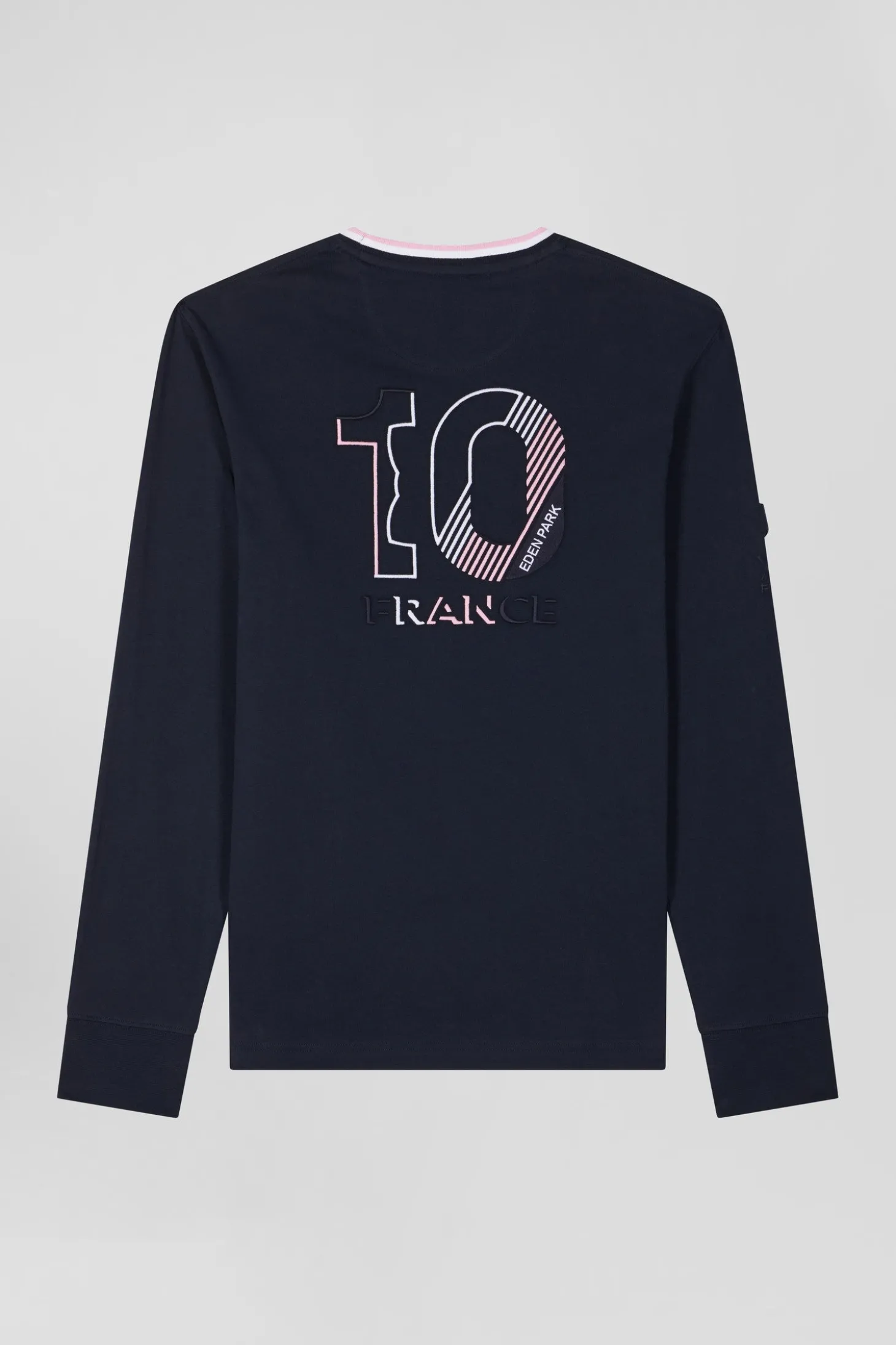 Regular navy blue XV de France long-sleeved cotton T-shirt