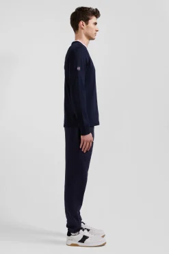 Regular navy blue XV de France long-sleeved cotton T-shirt