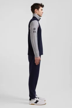 Regular navy blue XV de France long-sleeved cotton rugby shirt