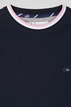 Regular navy blue XV de France long-sleeved cotton T-shirt