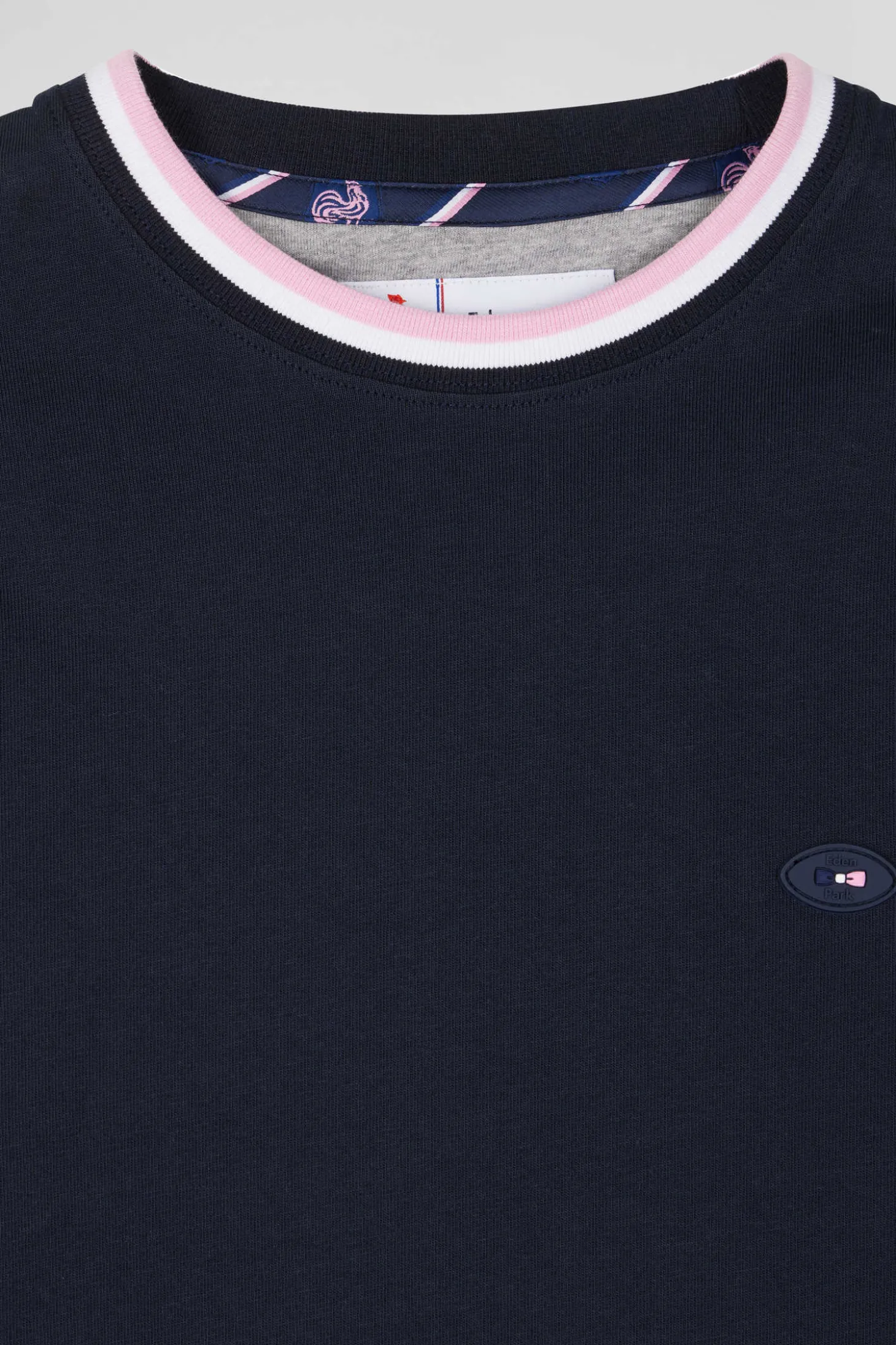 Regular navy blue XV de France long-sleeved cotton T-shirt