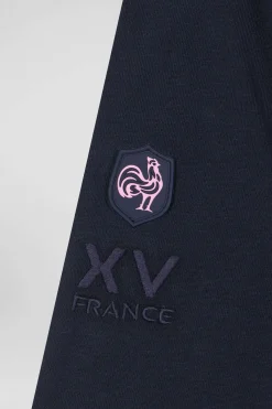 Regular navy blue XV de France long-sleeved cotton T-shirt