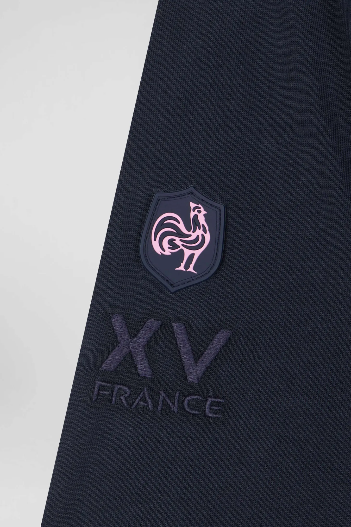 Regular navy blue XV de France long-sleeved cotton T-shirt