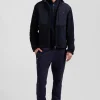 Regular navy blue zipped hoodie