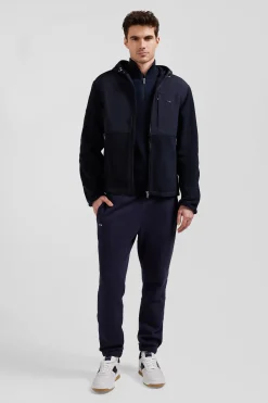 Regular navy blue zipped hoodie