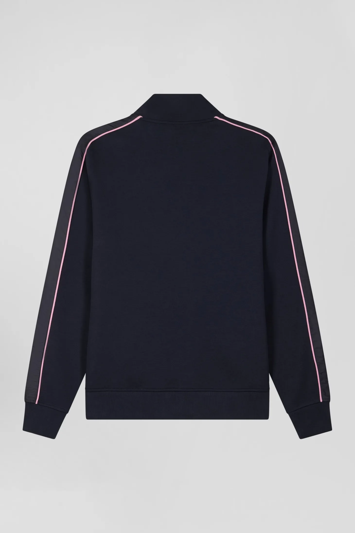 Regular navy blue zipped cotton blend sweatshirt