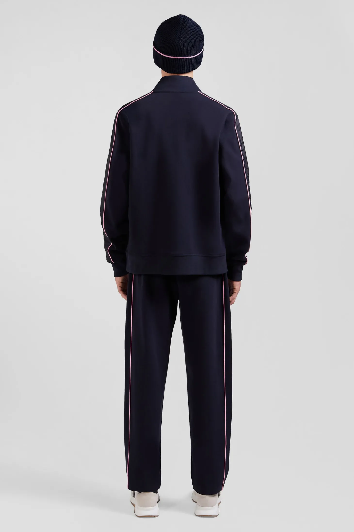 Regular navy blue zipped cotton blend sweatshirt