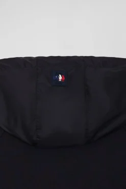 Regular navy blue zipped XV de France cotton blend hoodie