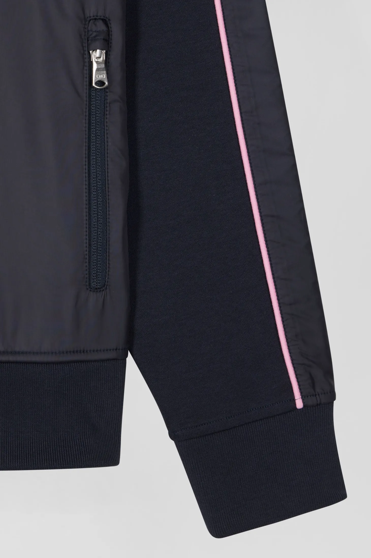 Regular navy blue zipped cotton blend sweatshirt