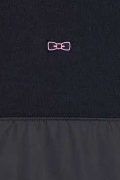 Regular navy blue zipped cotton blend sweatshirt