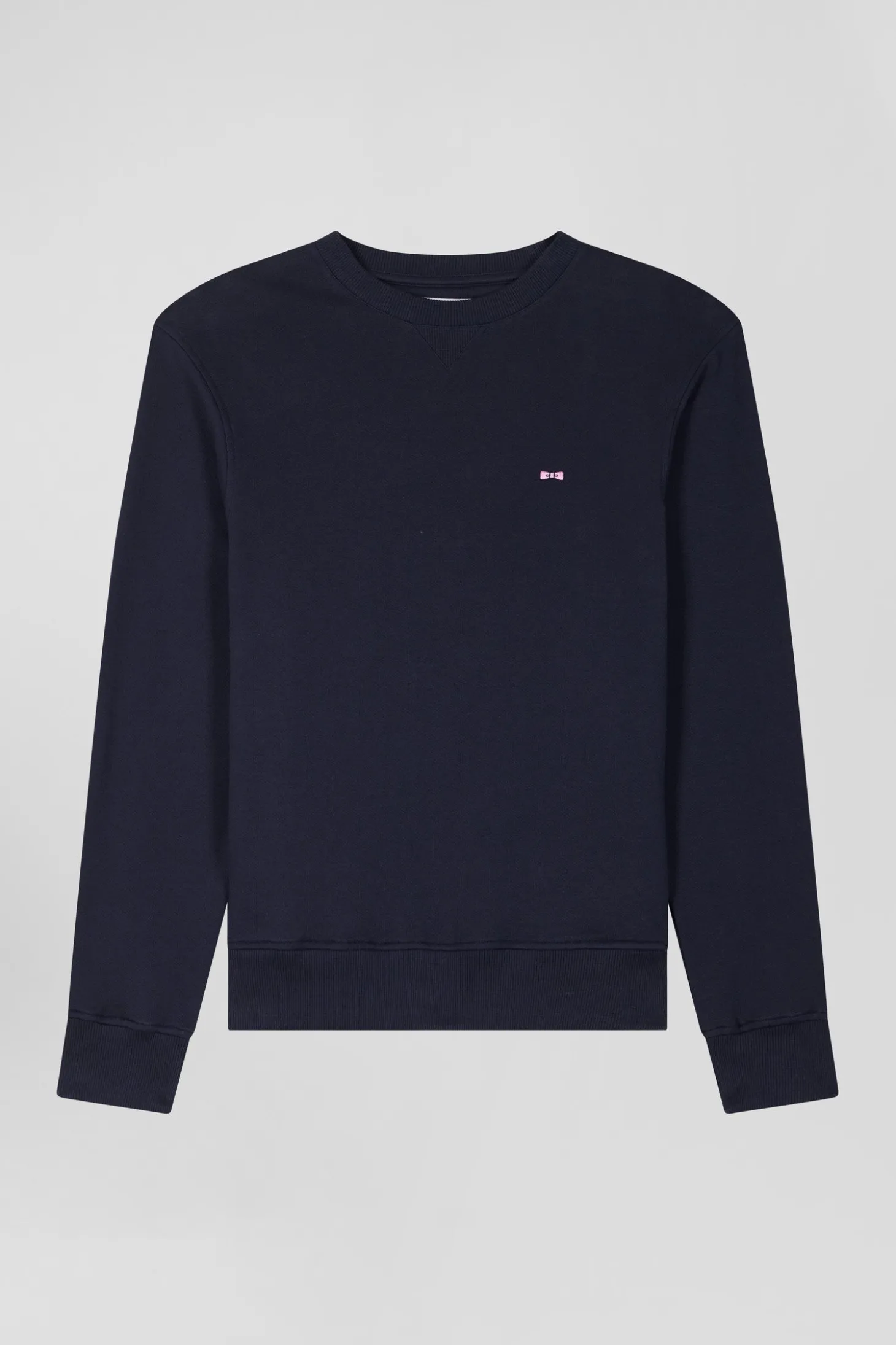 Regular navy brushed cotton fleece sweatshirt