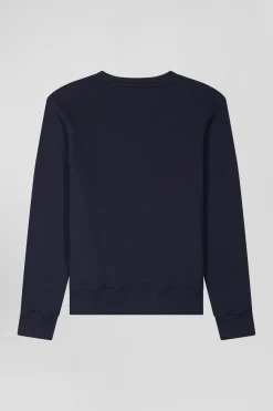Regular navy brushed cotton fleece sweatshirt