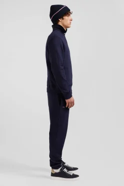 Regular navy brushed cotton fleece sweatshirt