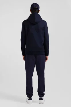 Regular navy brushed cotton fleece hoodie with Eden Park embroidery