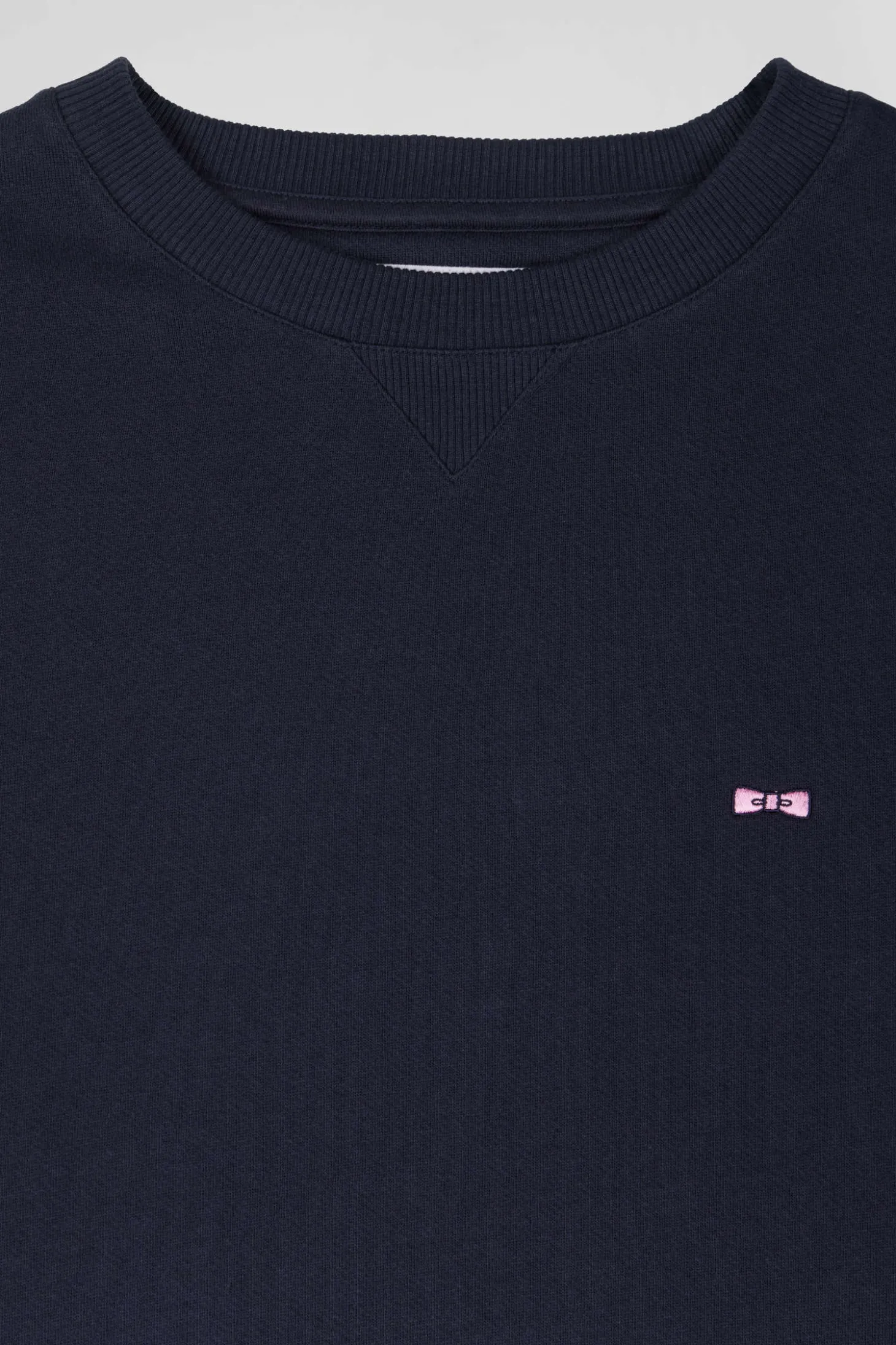 Regular navy brushed cotton fleece sweatshirt
