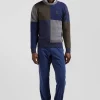 Regular navy colourblock Barbarian cotton crew neck jumper