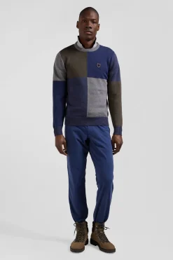 Regular navy colourblock Barbarian cotton crew neck jumper