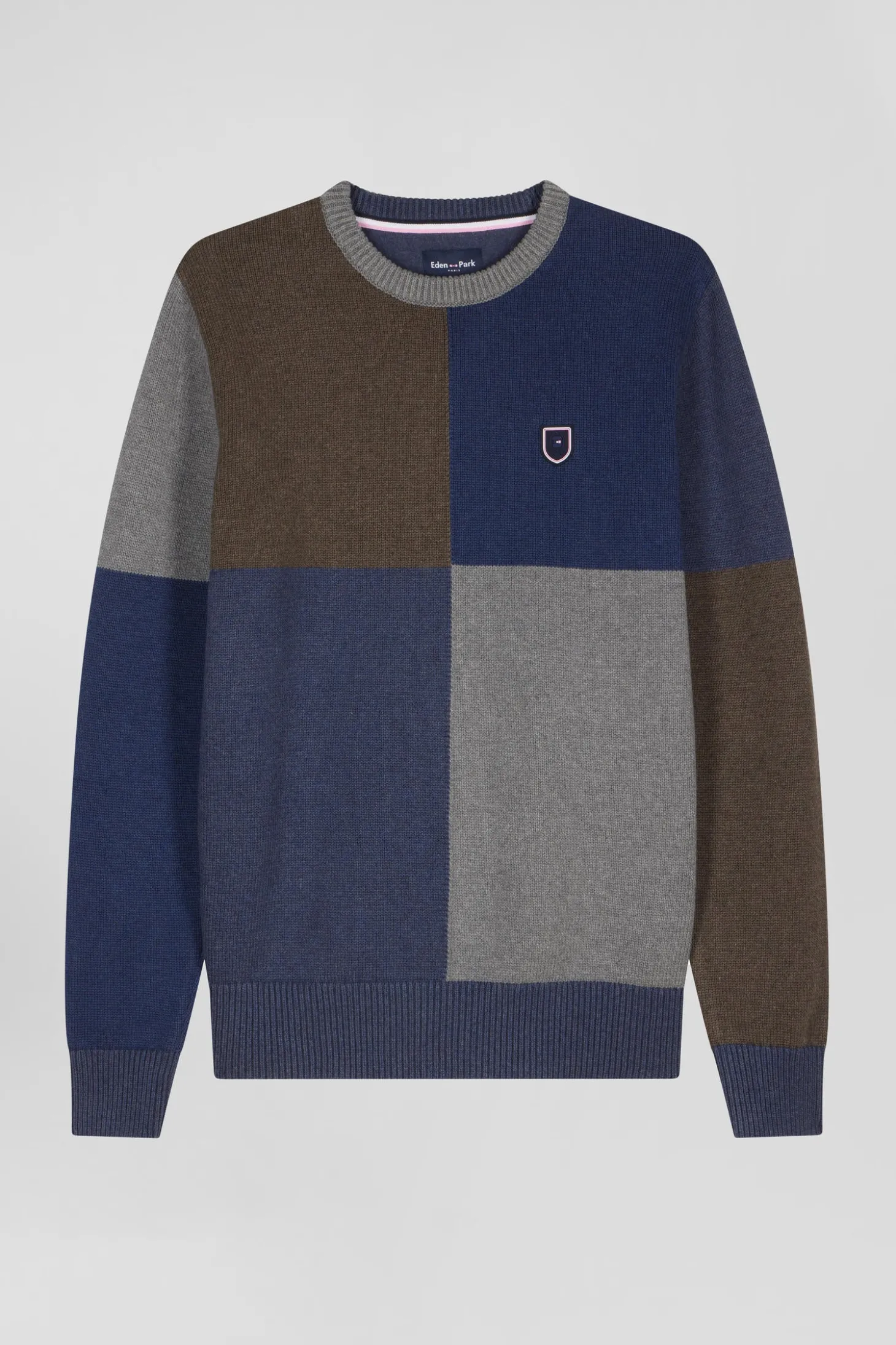 Regular navy colourblock Barbarian cotton crew neck jumper