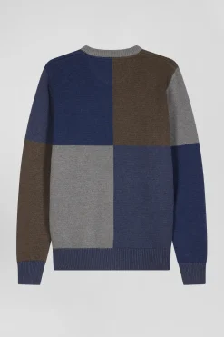 Regular navy colourblock Barbarian cotton crew neck jumper