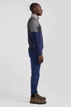 Regular navy colourblock Barbarian cotton crew neck jumper
