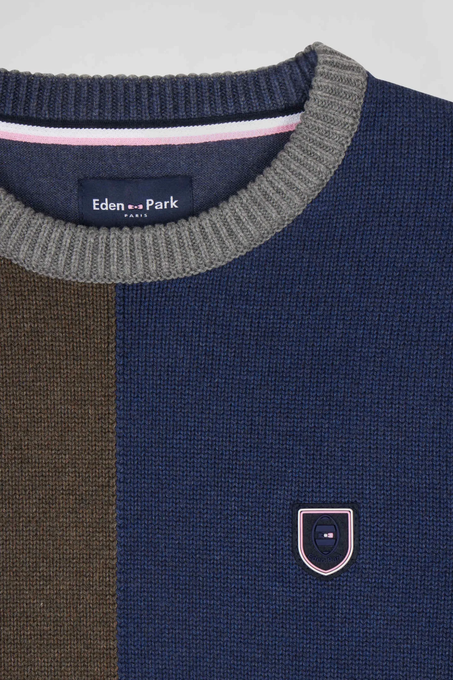 Regular navy colourblock Barbarian cotton crew neck jumper