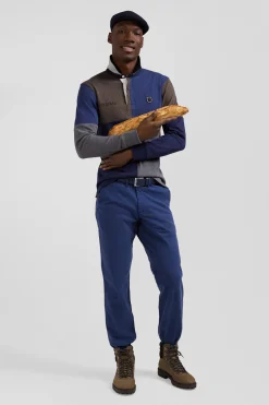 Regular navy long-sleeved Barbarian cotton rugby shirt