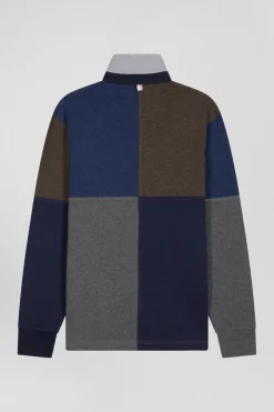 Regular navy long-sleeved Barbarian cotton rugby shirt