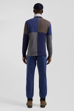 Regular navy long-sleeved Barbarian cotton rugby shirt