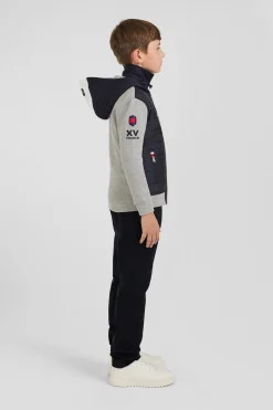Regular navy padded front zipped hoodie