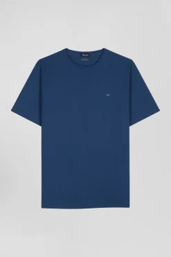 Regular navy Pima cotton short-sleeved T-shirt
