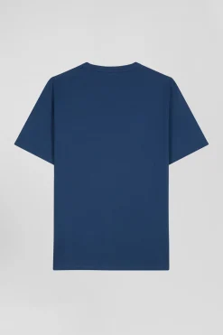 Regular navy Pima cotton short-sleeved T-shirt