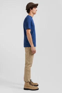 Regular navy Pima cotton short-sleeved T-shirt