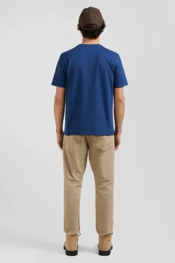 Regular navy Pima cotton short-sleeved T-shirt