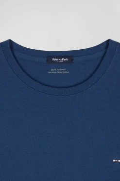 Regular navy Pima cotton short-sleeved T-shirt