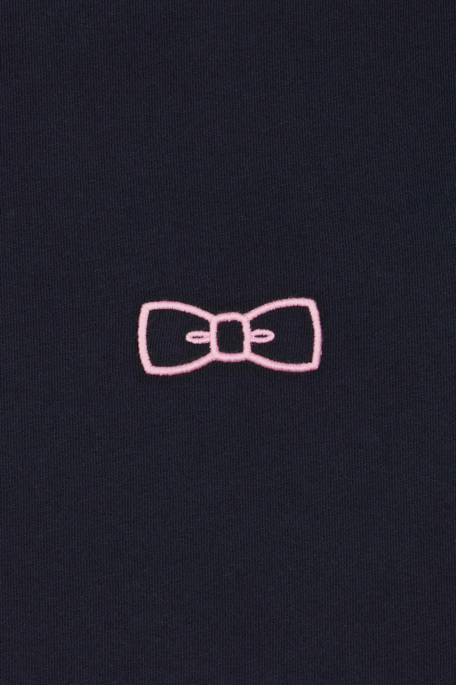 Regular navy short-sleeved cotton T-shirt with pink piping