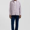 Regular pink and white checked cotton poplin shirt