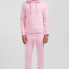 Regular pink brushed cotton fleece hoodie