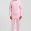 Regular pink brushed cotton fleece sweatshirt