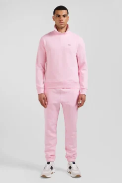 Regular pink brushed cotton fleece sweatshirt