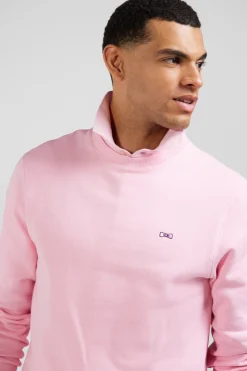 Regular pink brushed cotton fleece sweatshirt