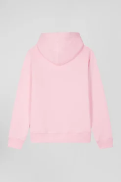 Regular pink brushed cotton fleece hoodie